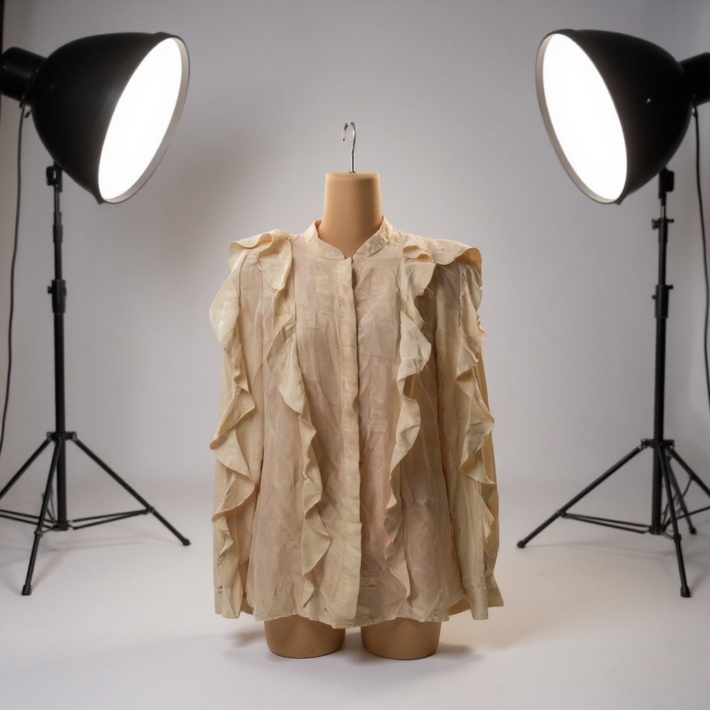 See‎ by Chloé Neo-Victorian Ruffled Blouse in cream silk